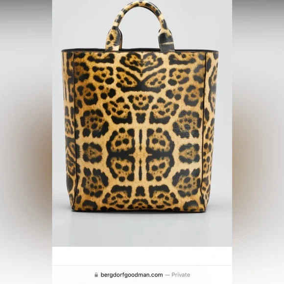 DRIES VAN NOTEN leather leopard tote with shoulder strap - Picture 5 of 12